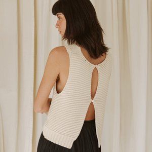 Knit Open-Back Tank in Cream by All:Row